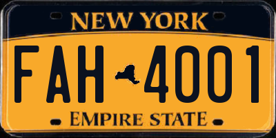 NY license plate FAH4001