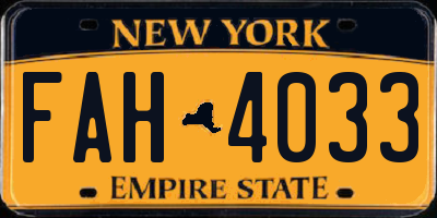 NY license plate FAH4033