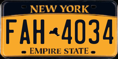 NY license plate FAH4034