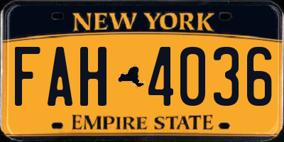 NY license plate FAH4036