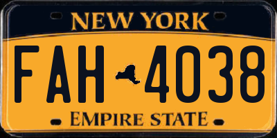 NY license plate FAH4038