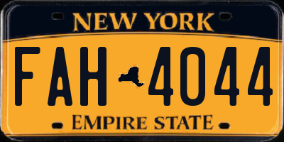 NY license plate FAH4044