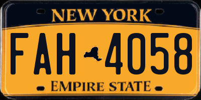 NY license plate FAH4058