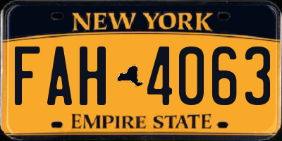 NY license plate FAH4063
