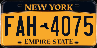 NY license plate FAH4075