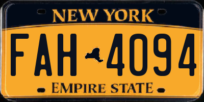 NY license plate FAH4094