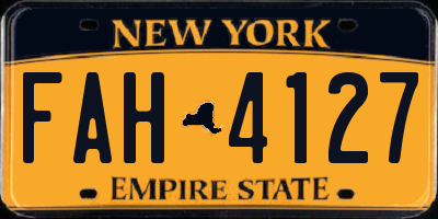 NY license plate FAH4127