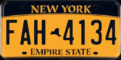 NY license plate FAH4134