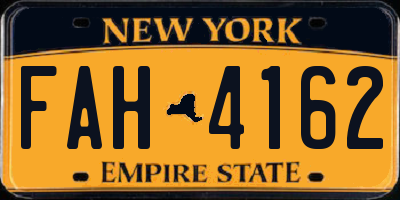 NY license plate FAH4162