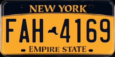 NY license plate FAH4169