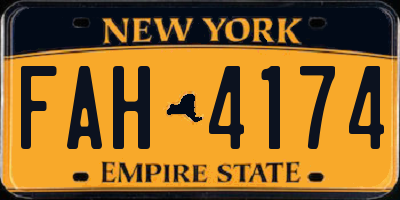 NY license plate FAH4174