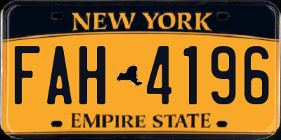 NY license plate FAH4196