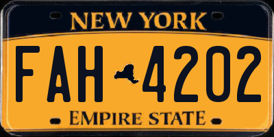 NY license plate FAH4202