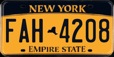 NY license plate FAH4208