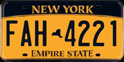 NY license plate FAH4221