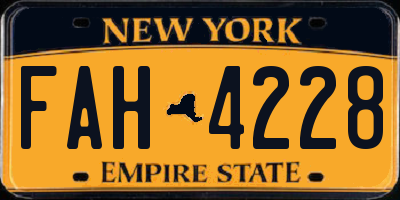 NY license plate FAH4228