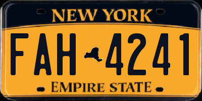 NY license plate FAH4241
