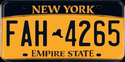 NY license plate FAH4265