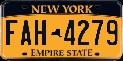 NY license plate FAH4279