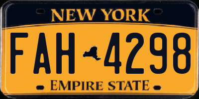 NY license plate FAH4298