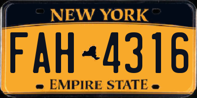 NY license plate FAH4316