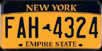 NY license plate FAH4324