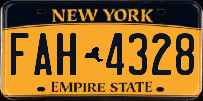 NY license plate FAH4328