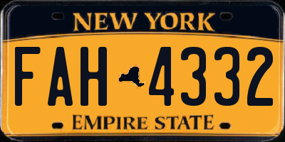 NY license plate FAH4332