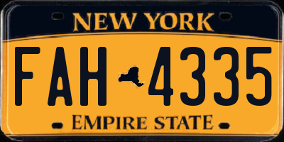 NY license plate FAH4335