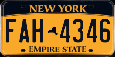 NY license plate FAH4346