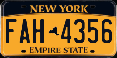 NY license plate FAH4356