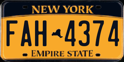 NY license plate FAH4374