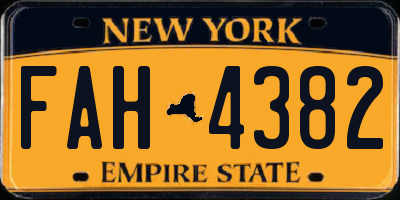 NY license plate FAH4382