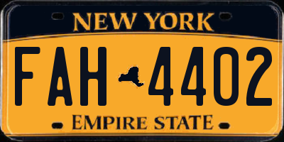 NY license plate FAH4402