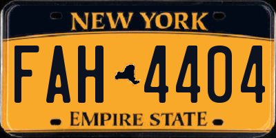 NY license plate FAH4404