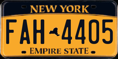 NY license plate FAH4405