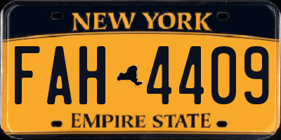 NY license plate FAH4409