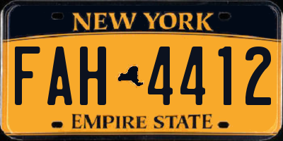 NY license plate FAH4412