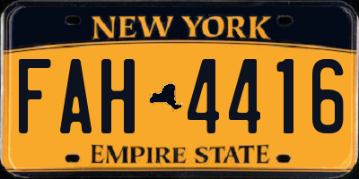 NY license plate FAH4416
