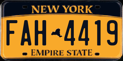 NY license plate FAH4419