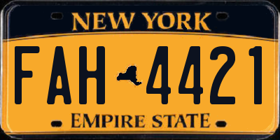 NY license plate FAH4421