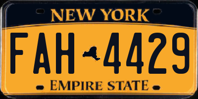 NY license plate FAH4429