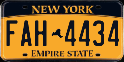 NY license plate FAH4434