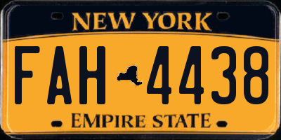 NY license plate FAH4438