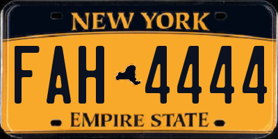 NY license plate FAH4444