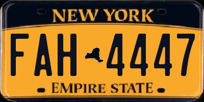 NY license plate FAH4447