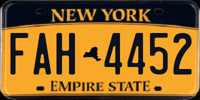 NY license plate FAH4452