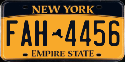 NY license plate FAH4456