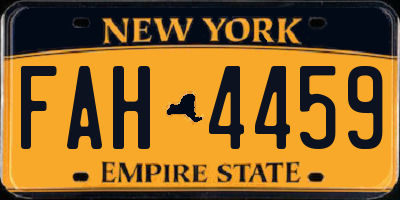 NY license plate FAH4459