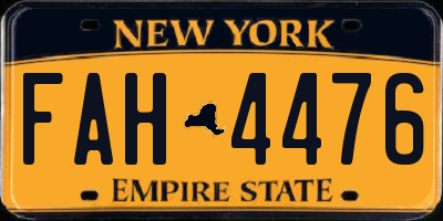 NY license plate FAH4476
